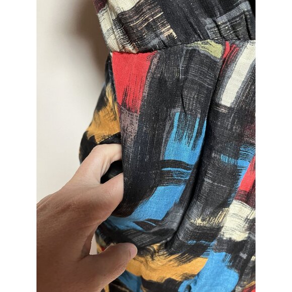 Cynthia Steffe Multicolor Tie-Front Mini Dress Size 2 Linen Blend - Picture 4 of 13